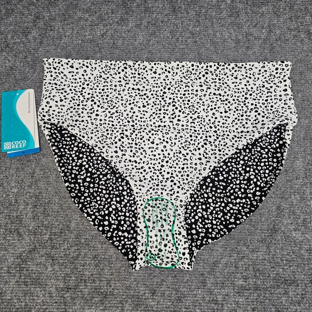 Coco Reef‎ Reversible Bikini Bottom High Waist Animal Print Swimwear Black L